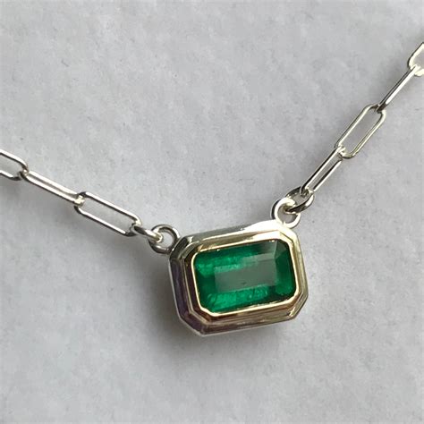 Emerald Choker Style Necklace Sterling Silver And 14k Gold Etsy