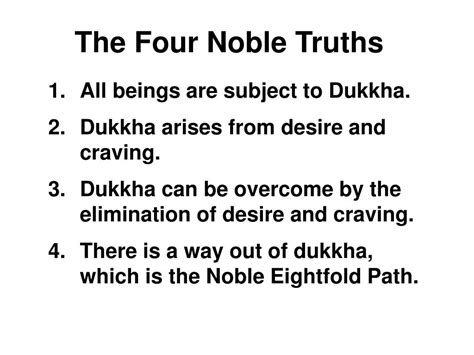 Ppt The Four Noble Truths The Noble Eightfold Path Powerpoint