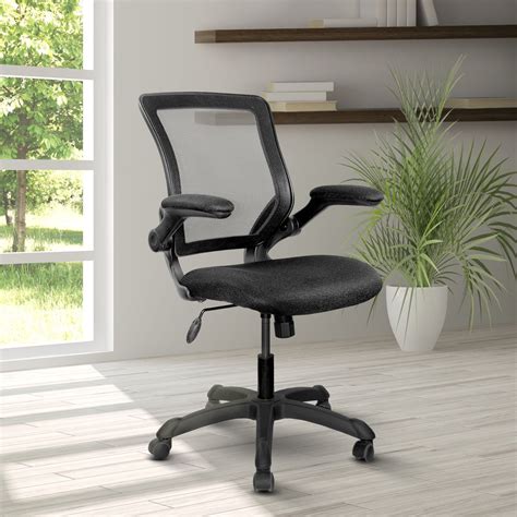 Techni Mobili Mesh Task Office Chair With Flip Up Arms Black