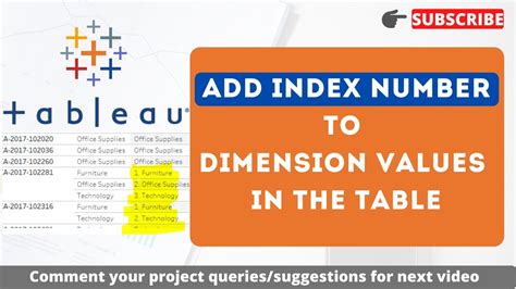 Add Index Number To Dimension Values In Tableau Fixed Lod Use Case In