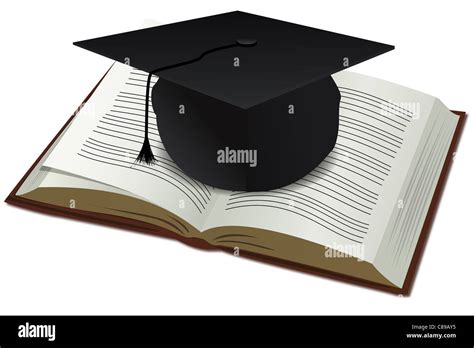 Illustration Of Doctorate Cap With Book On White Background Stock Photo