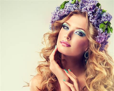 Beautiful Model Of Flowers Lilac With Curly Long Hair Full Hd