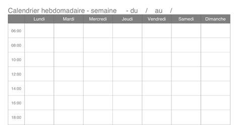 Planning Semaine Excel Vierge Get Images
