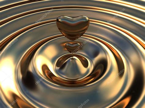 Abstract Background As A Liquid Gold Waves With A Heart