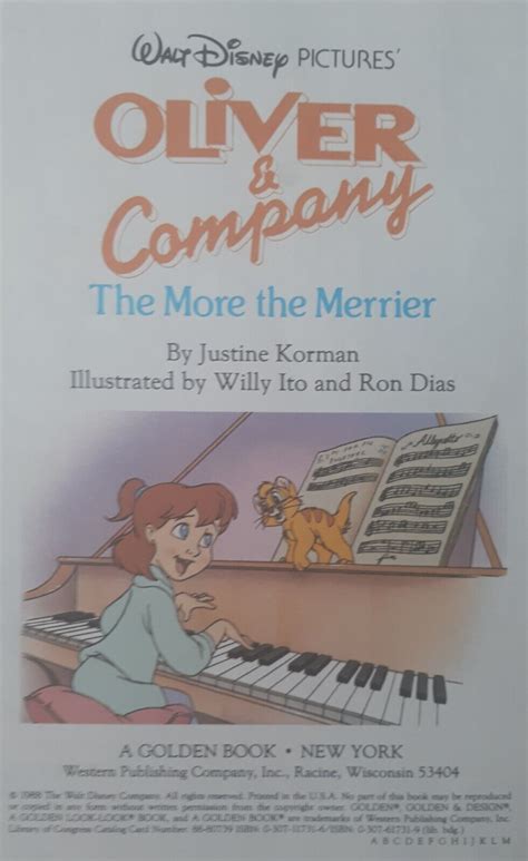 Vintage Oliver And Company The More The Merrier Book Disneys Movie Tie Ins 1988 Ebay