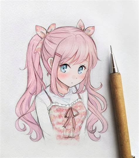 Cute Anime Girl Pencil Drawing Danielaboltresde