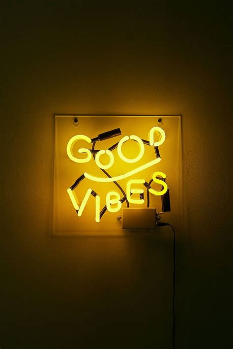Good Vibes Neon Light Urban Outfitters Yellow Aesthetic Aesthetic