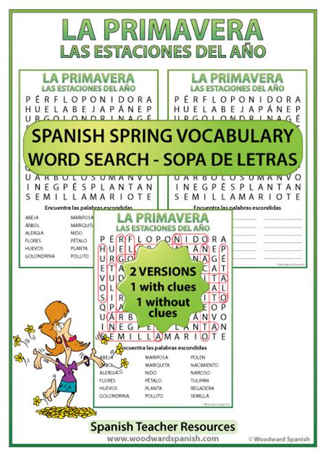 La Primavera Spring Spanish Word Search Sopa De Letras Woodward