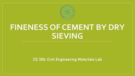 Fineness Of Cement By Dry Sieving Youtube