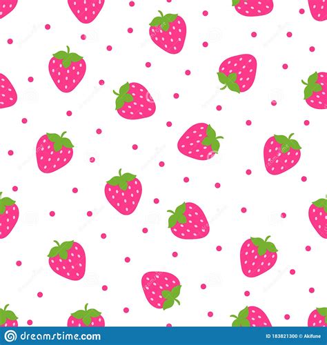 Pink Bright Strawberry Seamless Pattern Repeatable Background