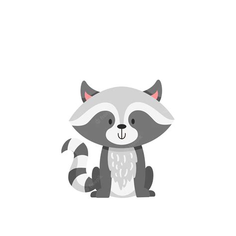 Premium Vector Cute Baby Raccoon In Cartoon Style Children