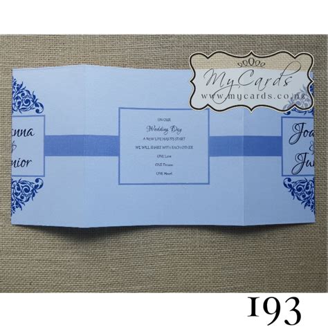 Blue Flourish 140mm Gatefold Wedding Invitation Design 193 Mycards