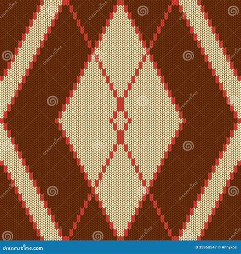 Knitted Seamless Pattern With Rhombus Stock Vector Illustration Of