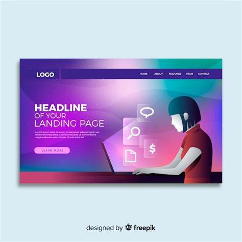 Free Vector Gradient Colorful Landing Page