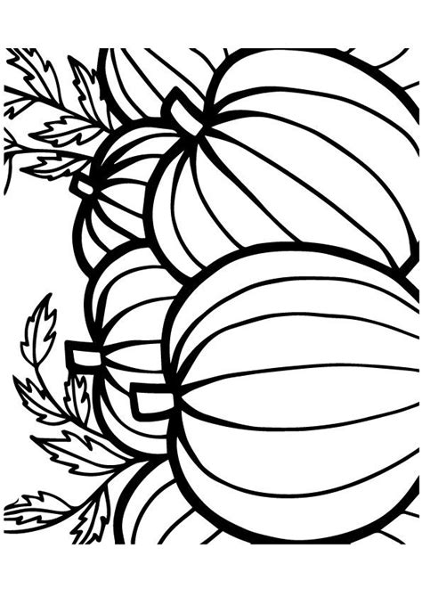 Pumpkin With Leaves Coloring Page | Coloring pages, Leaf coloring page
