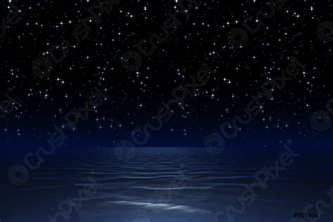 Images Of Ocean At Night Super Moon In Starry Sky On Sea Beach
