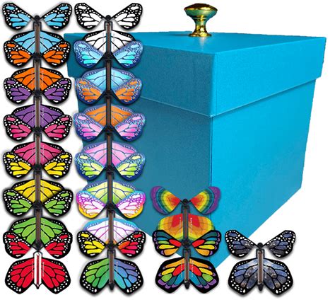 Blue Monarch Exploding Butterfly Box With Wind Up Flying Butterflies
