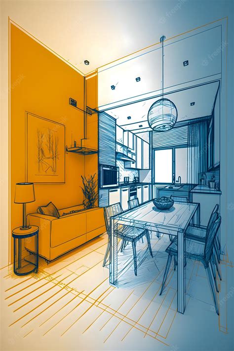 Croquis Et Plan Intérieur Lumineux Dun Nouvel Appartement Illustration