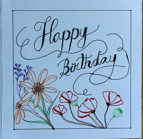 Original Handmade Greeting Card Hand Drawn Birthday Card Etsy Birthday Card Drawing