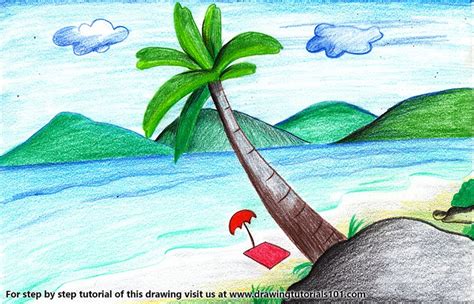 How To Draw Summer Vacation Scenery Summer Season Step By Step