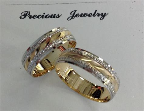 14k Solid Two Tone Gold His And Her Wedding Band Ring Set Sz 6 13 Free