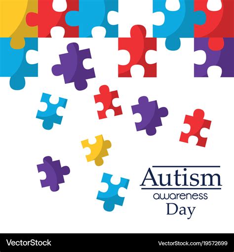 Autism Awareness Poster With Puzzle Pieces Vector Image