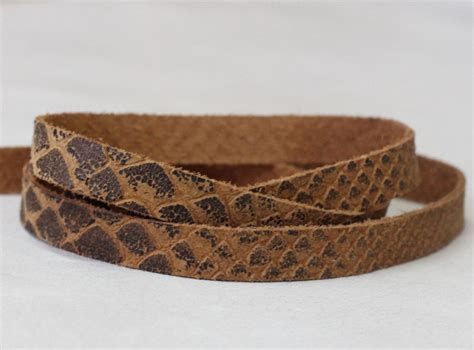 7 10mm Brown Snakeskin Print Genuine Leather Strap 1 Yard Etsy