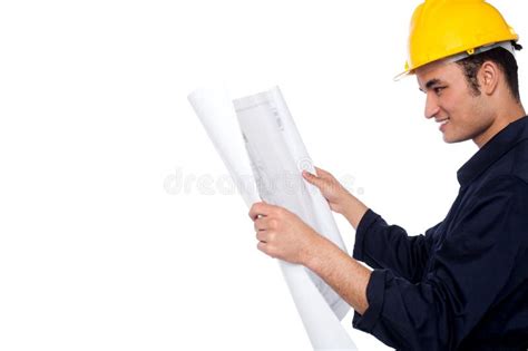 Construction Worker Reviewing Plan Stock Image Image Of Occupation