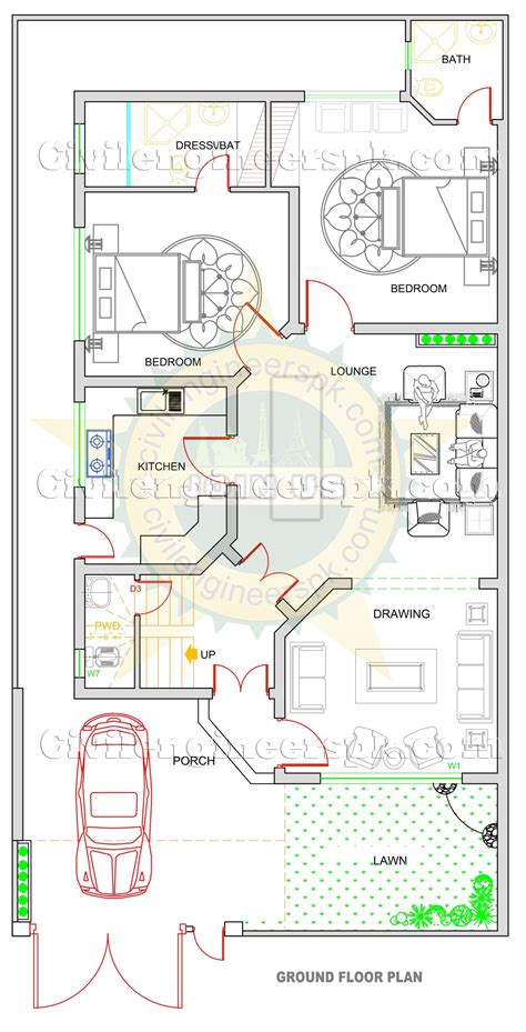 10 Marla House Plans Autocad 2d Maps