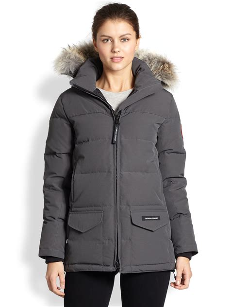 Canada Goose Fur Trimmed Down Filled Solaris Puffer Jacket In Gray Graphite Lyst