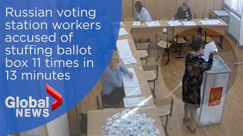 Russian Election Cctv Appears To Show Polling Station Workers Stuffing Ballot Box Youtube