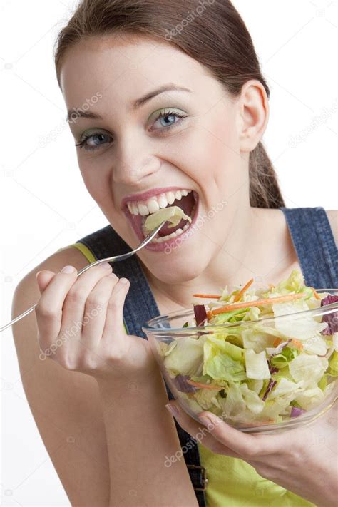 Woman Eating Salad — Stock Photo © Phbcz 2435069