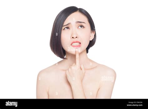 Chinese Woman Facial Expressions White Background Stock Photo Alamy