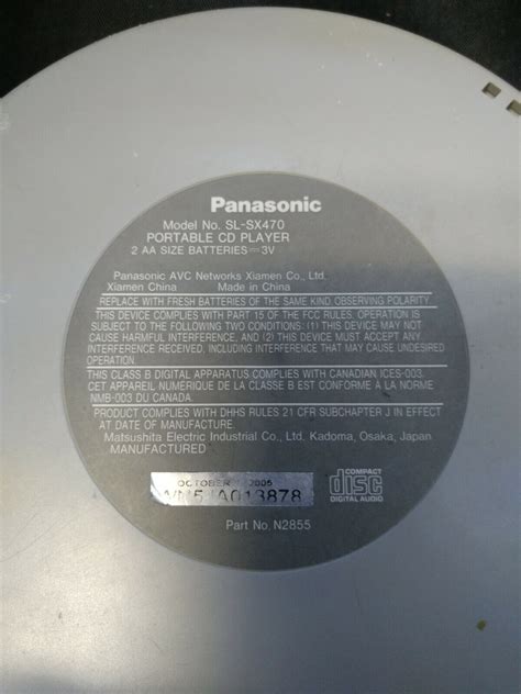 Panasonic Sl Sx470 Portable Cd Player With Mp3 Cd Cd R Playback For