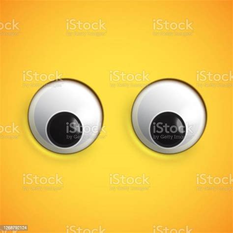 Yellow Highdetailed Emoticon Eyes Looking Down Vector Illustration