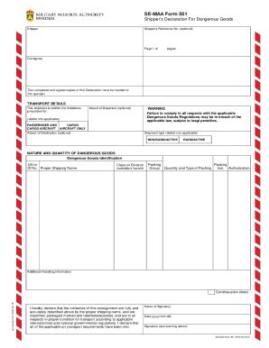 Fillable Online Dangerous Goods Declaration Form Excel Fax Email Print