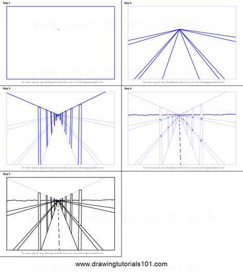 How To Draw One Point Perspective Bridge Printable Step By Step Drawing
