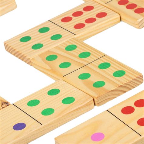Childrens 28 Colourful Giant Wooden Dominoes Ebay