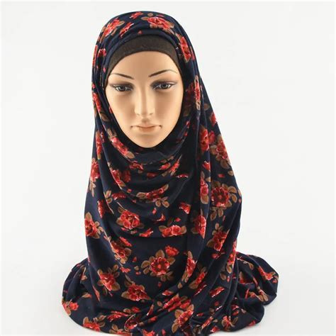 new flower print scarf cotton jersey scarf modal floral hijab jersey muslim hijab shawls and