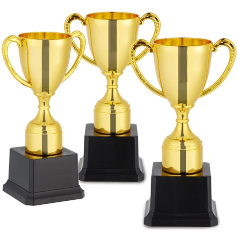 3 Pack 7 Inch Gold Plastic Trophies For Kids Award Trophy Cup Set For