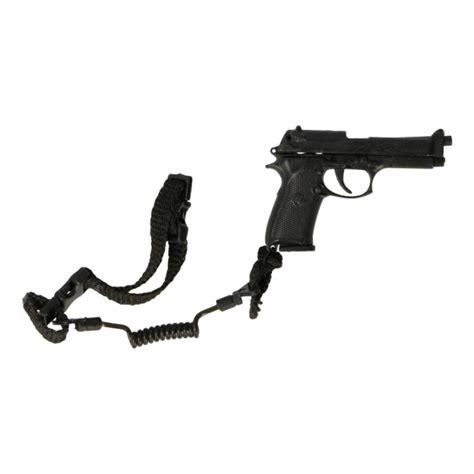 M9 Beretta Pistol With Retention Lanyard Black Hot Toys Machinegun