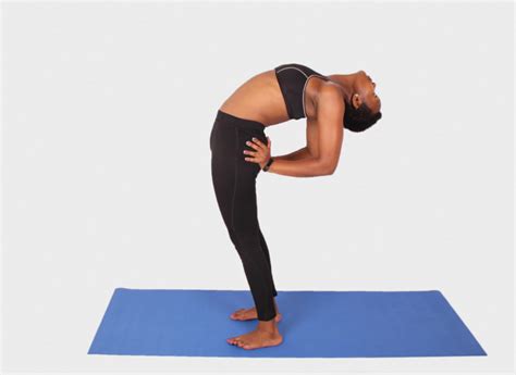 Fitness Woman Doing Standing Backbend Yoga Pose Back Stretch