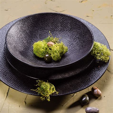 Assiette Plate VESUVIO Noire 27 Cm Table Passion Ambiance Styles