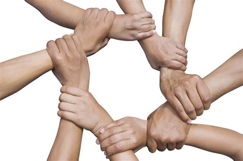 Group Of People Holding Hands On White Background Unity Concept