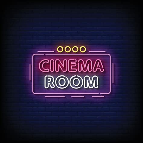 Neon Sign Cinema Room With Brick Wall Background Vector 13662963 Vector Art At Vecteezy