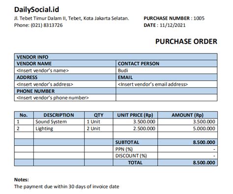 Contoh Purchase Order Lawlasopa Hot Sex Picture