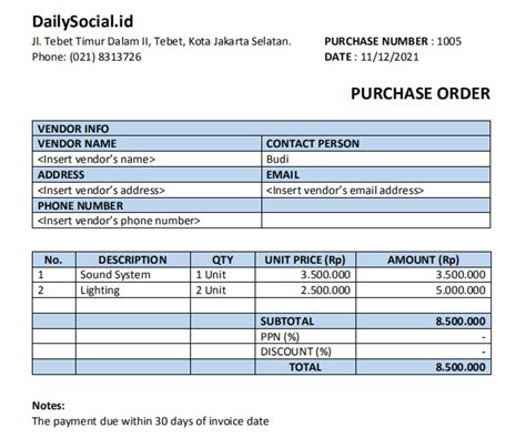 Contoh Purchase Order Untuk Jasa The Best Porn Website