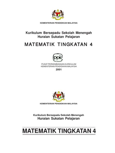 Latihan matematik tingkatan 4 + jawapan (dalam bahasa melayu dan bahasa inggeris) m. Matematik - Tingkatan 4