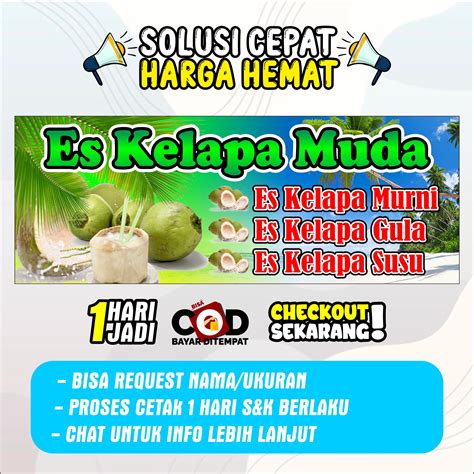 Spandukbanner Es Kelapa Muda 160 X 60 Cm Satu Hari Jadi Free Desain