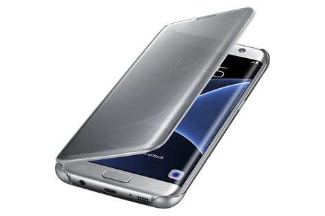 Samsung Galaxy S7 Edge Case S View Clear Flip Cover Silver